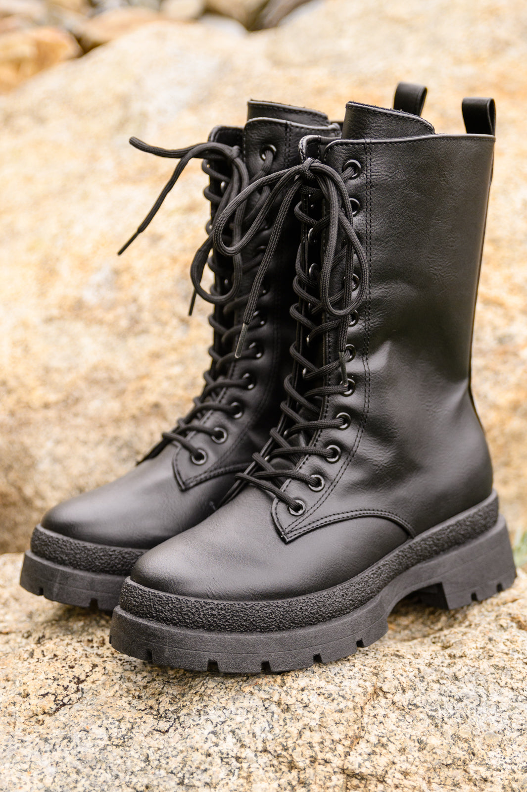 Fresh Feels Combat Boots In Black - Shop All Around Divas