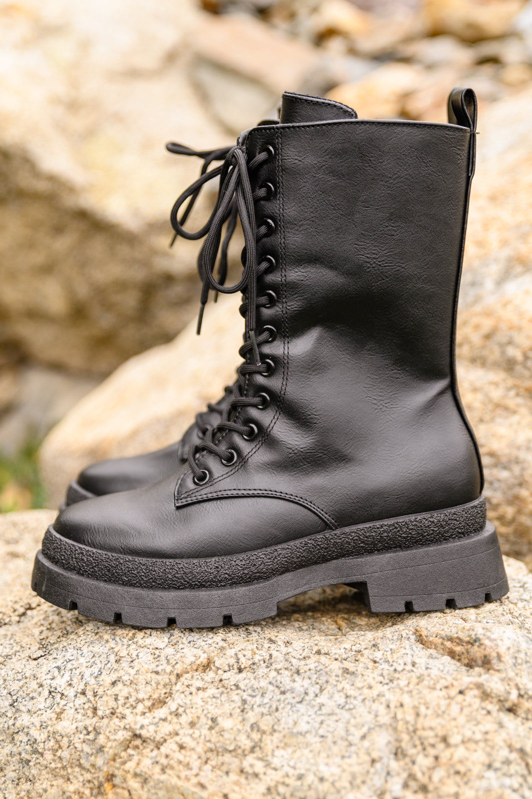 Fresh Feels Combat Boots In Black - Shop All Around Divas