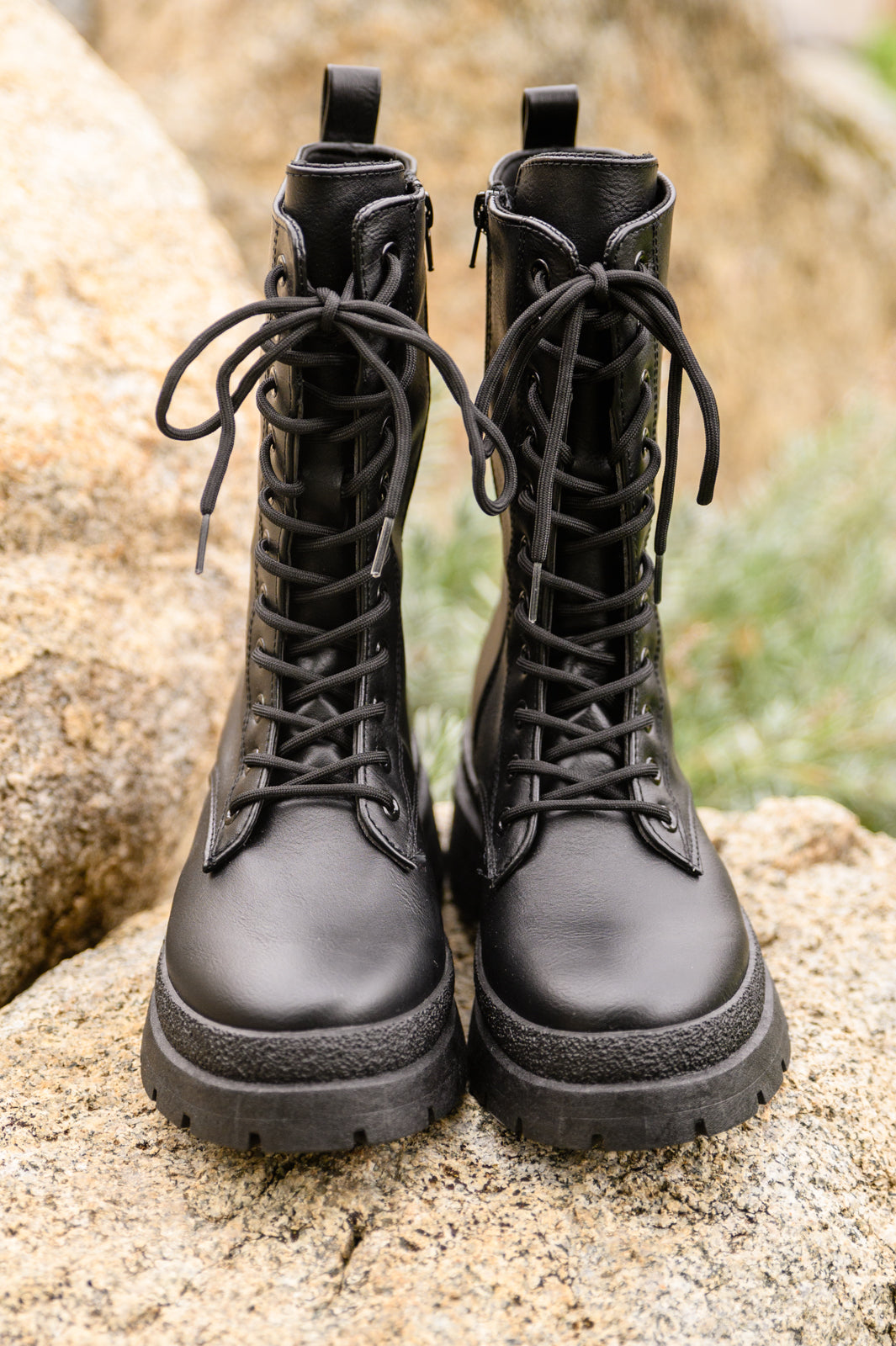 Fresh Feels Combat Boots In Black - Shop All Around Divas