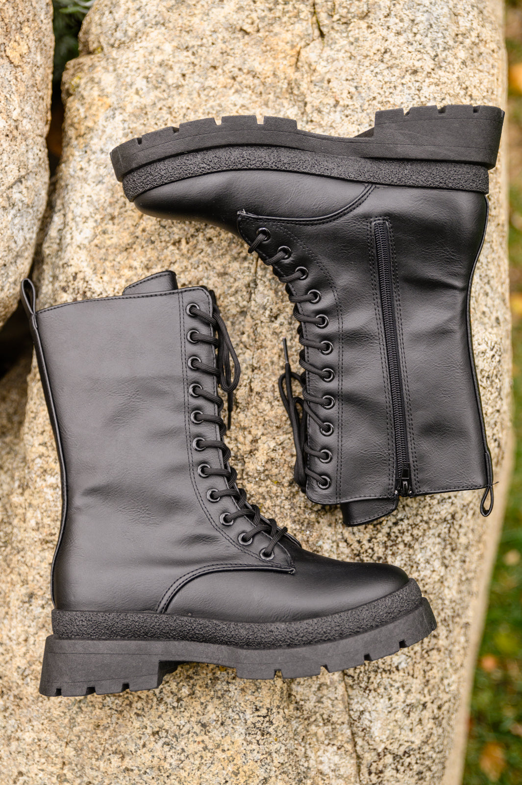 Fresh Feels Combat Boots In Black - Shop All Around Divas