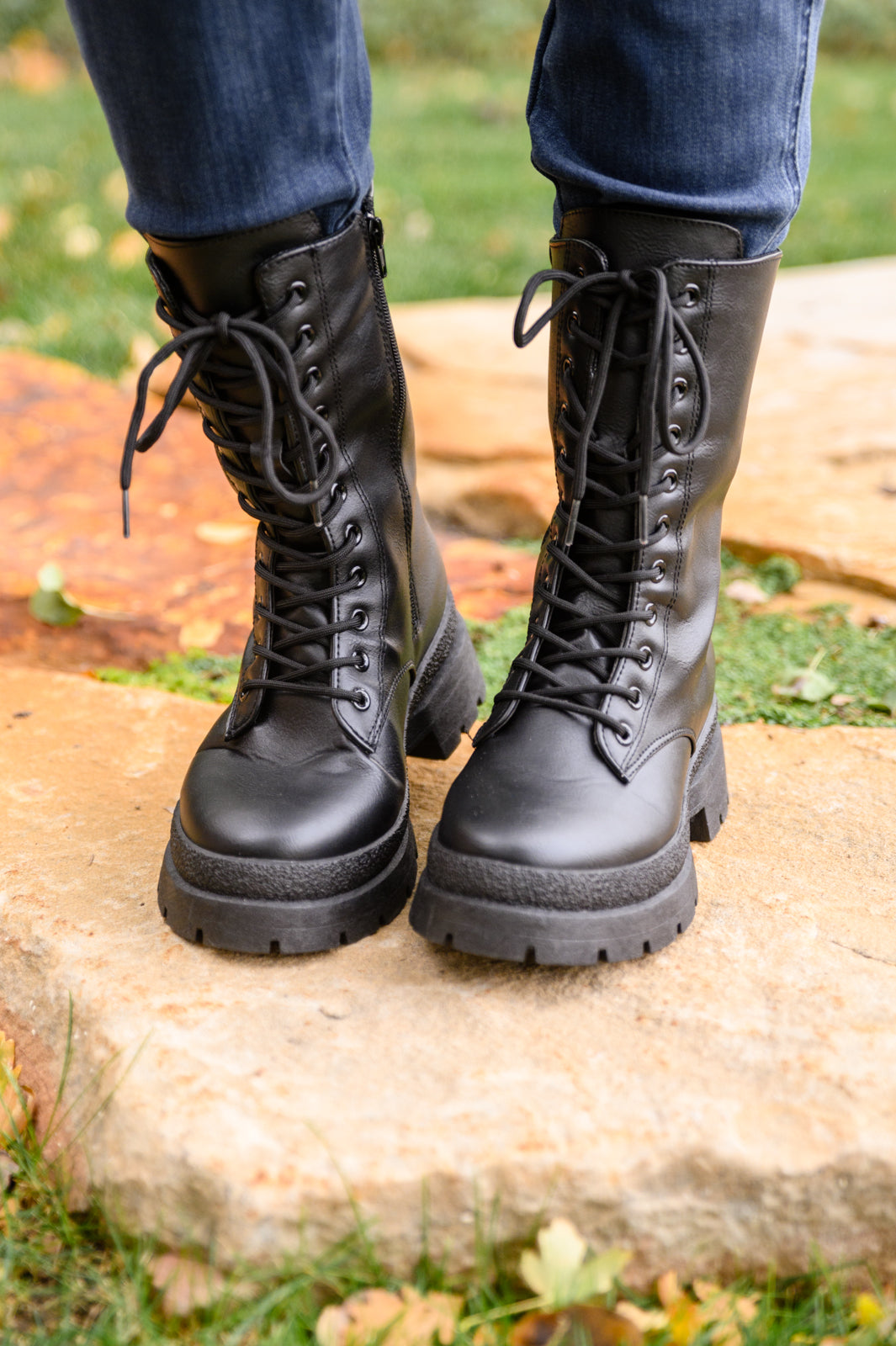 Fresh Feels Combat Boots In Black - Shop All Around Divas