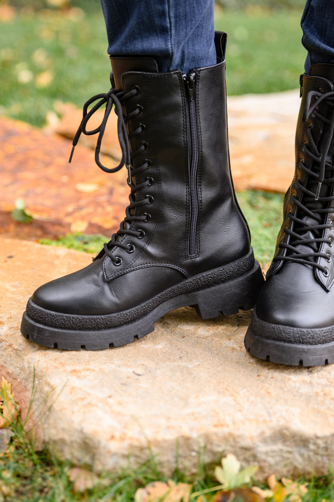 Fresh Feels Combat Boots In Black - Shop All Around Divas