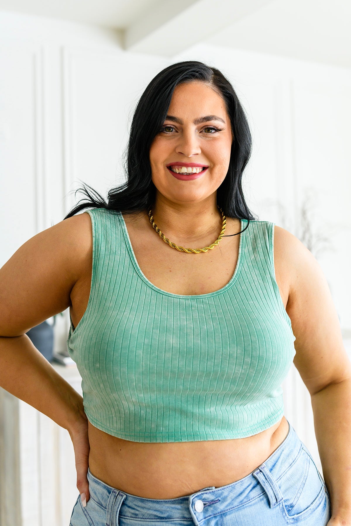 Get On My Level Cropped Cami in Mint - Shop All Around Divas