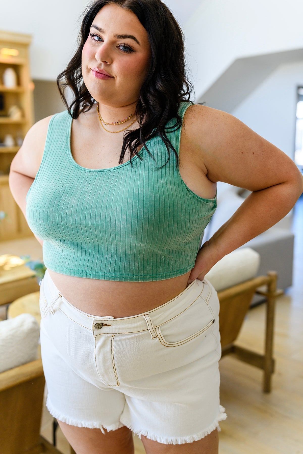 Get On My Level Cropped Cami in Mint - Shop All Around Divas