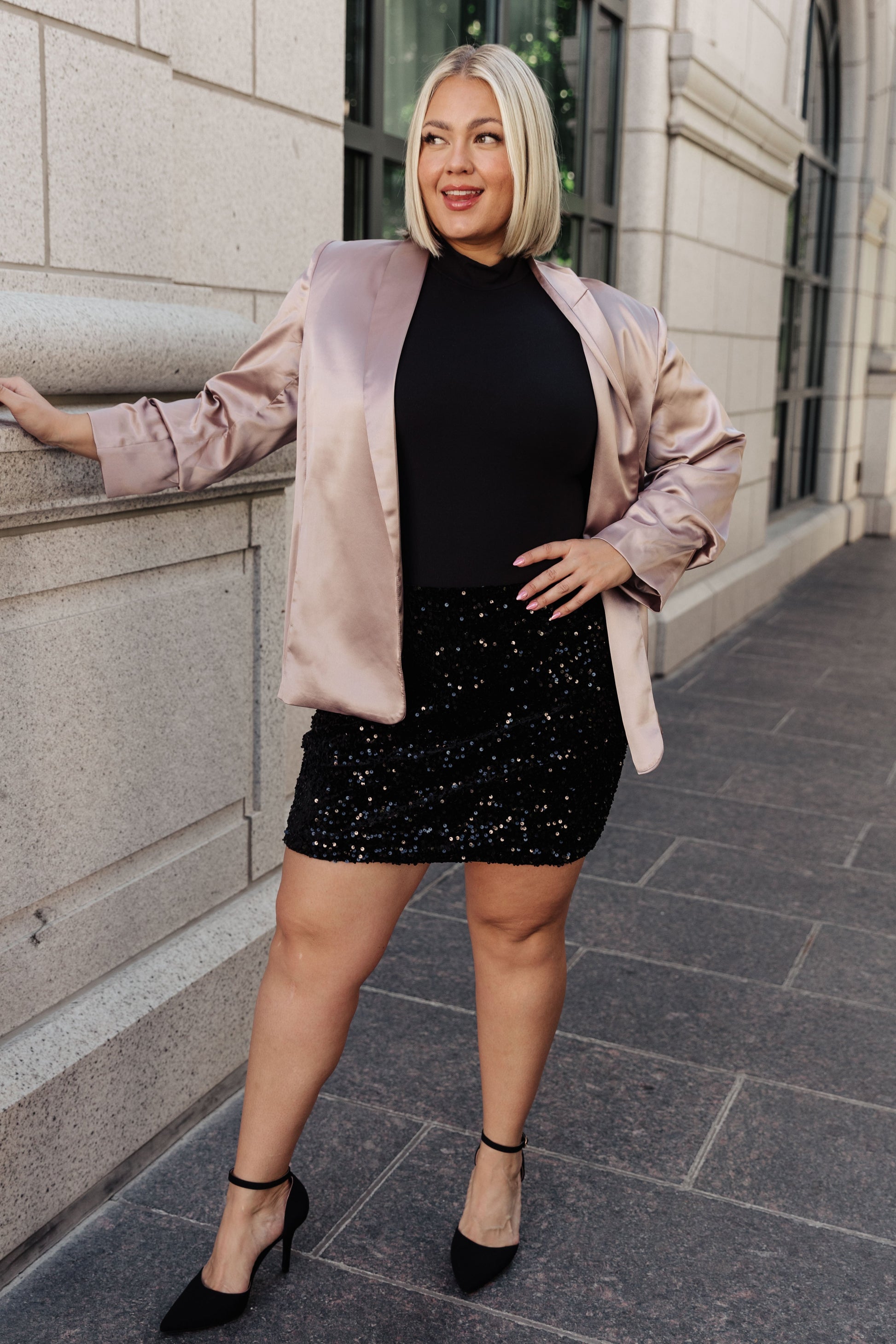 Champagne and Roses Satin Blazer - Shop All Around Divas