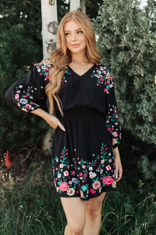 Happy To See You Floral Embroidered Dress - Shop All Around Divas