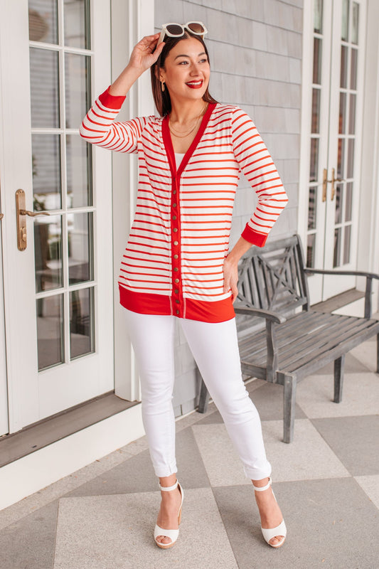 Have You Heard Cardigan in Red - Shop All Around Divas