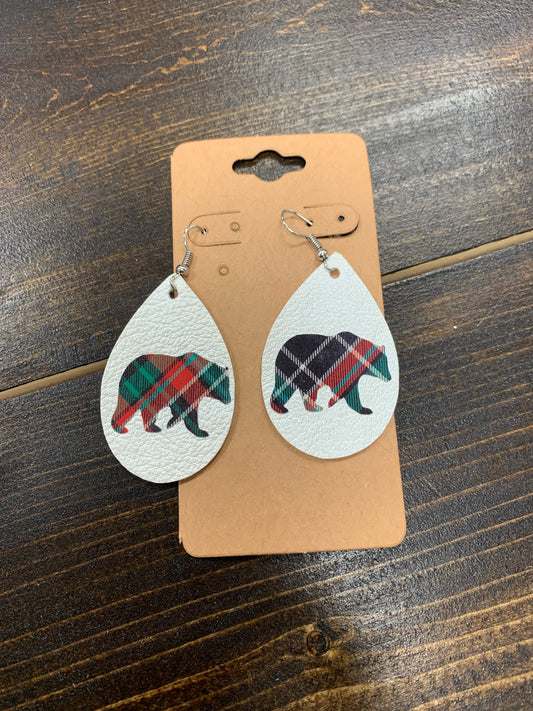 Plaid Bear Earrings