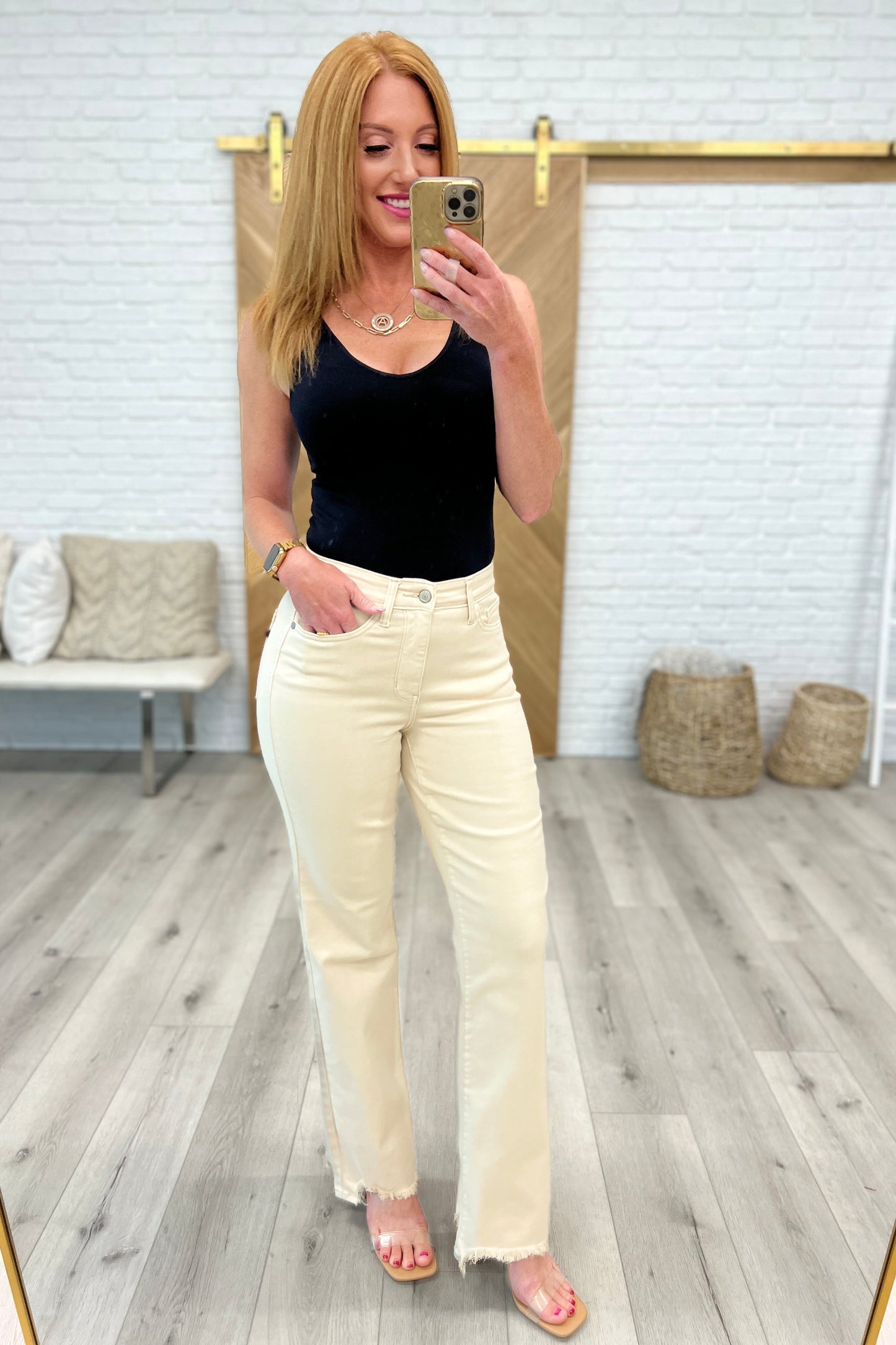 Alice High Rise Over Dyed 90's Straight Jeans in Light Khaki - Shop All Around Divas