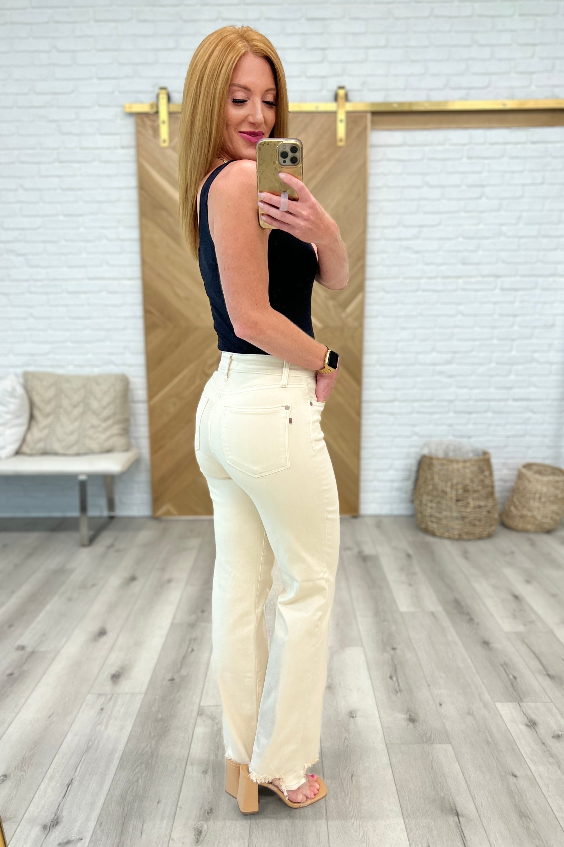 Alice High Rise Over Dyed 90's Straight Jeans in Light Khaki - Shop All Around Divas