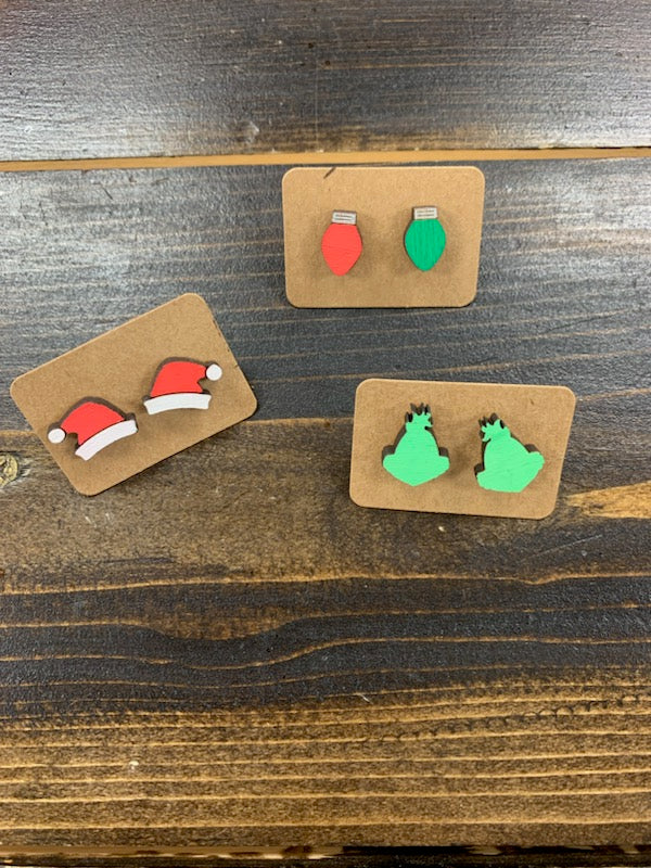Christmas Wood Post Earrings