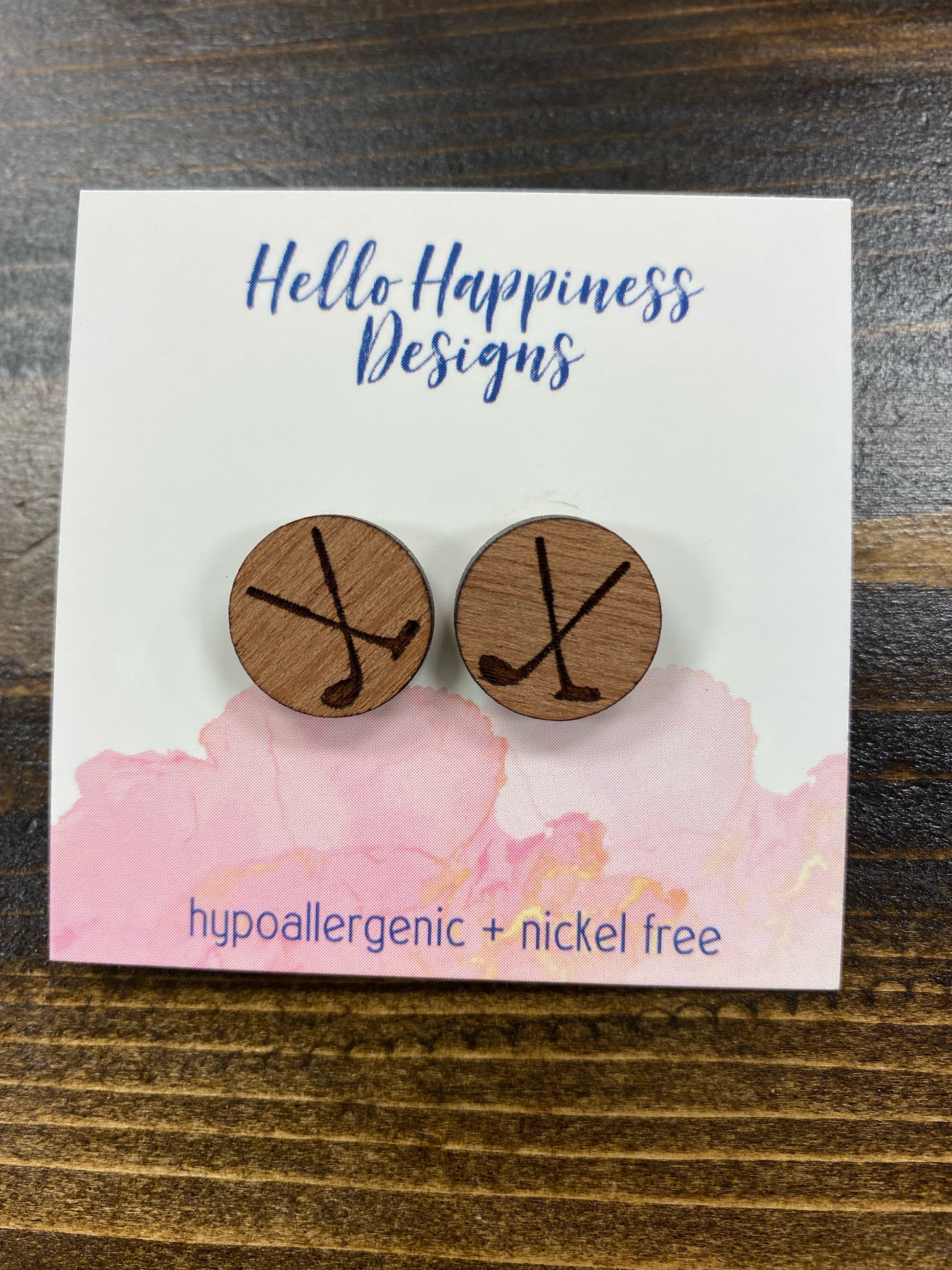 Golf Studs Hello Happiness Wholesale