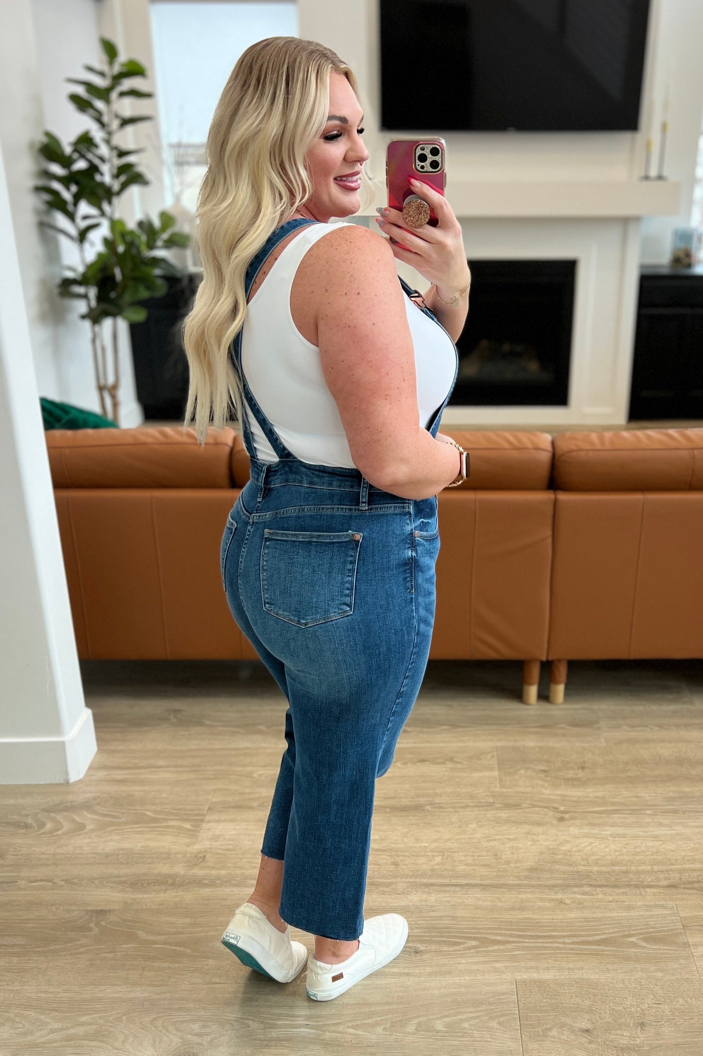 Priscilla High Rise Crop Wide Leg Denim Overalls - JUDY BLUE