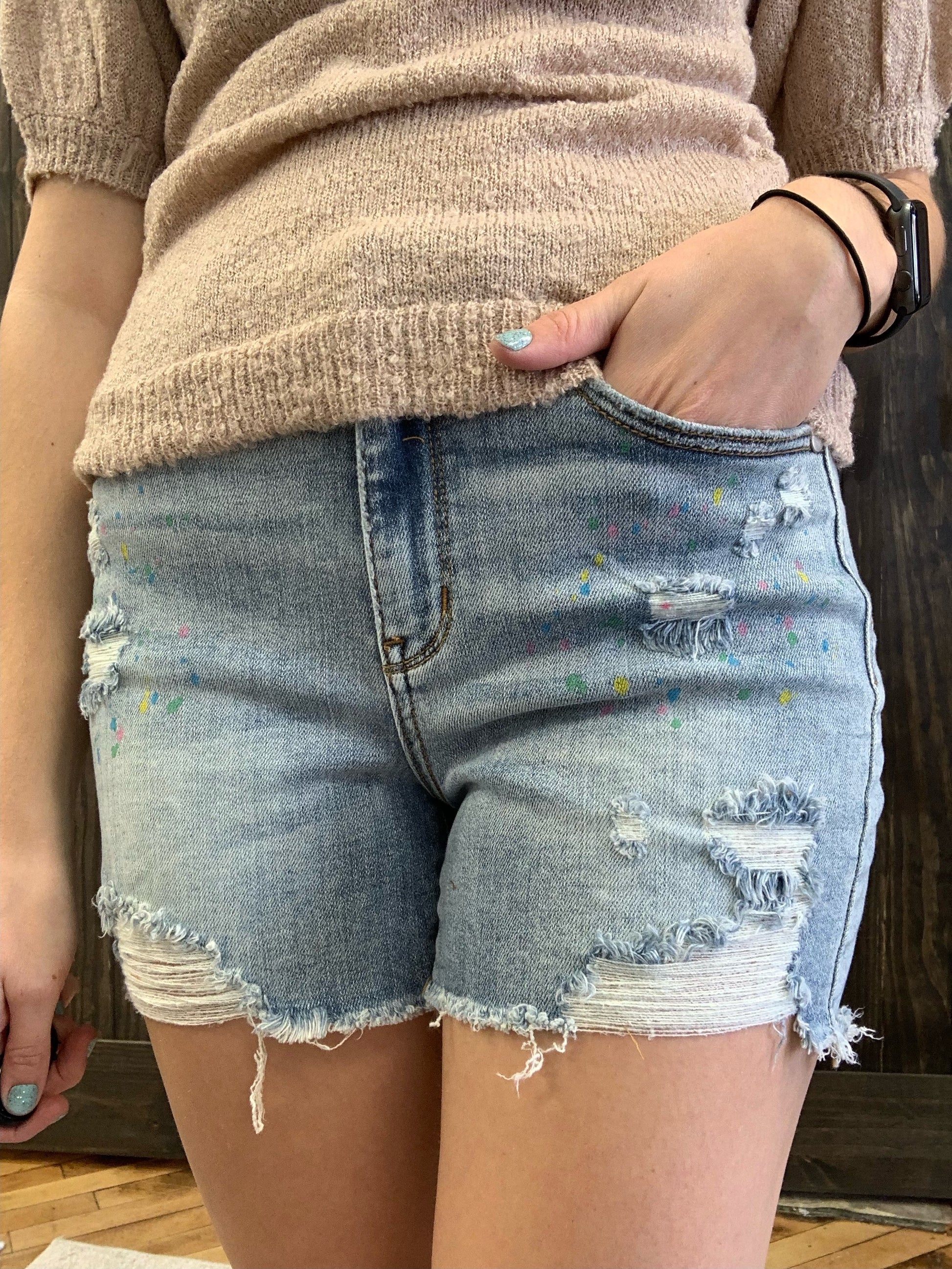 Paint Splatter Shorts Judy Blue