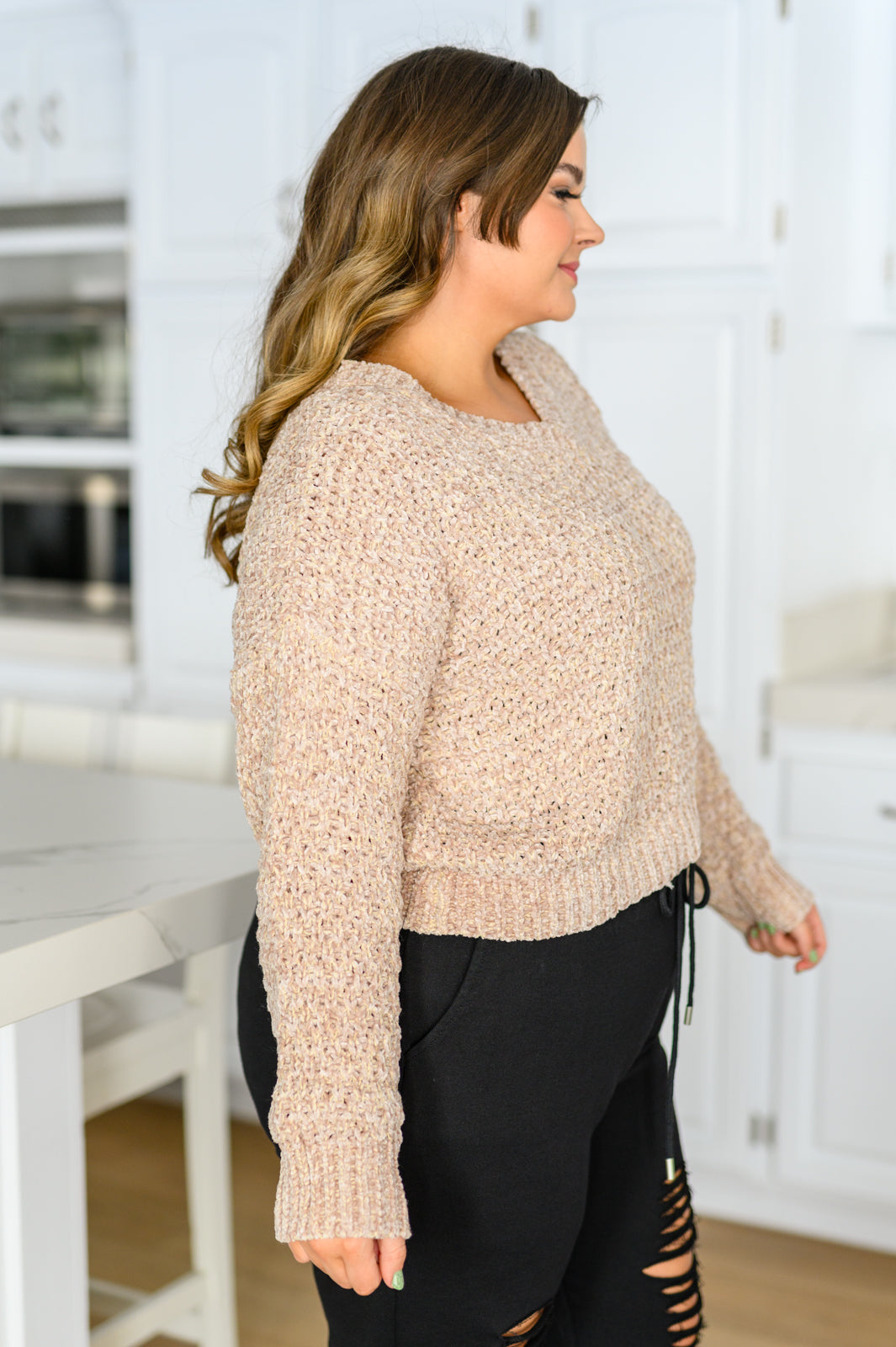 Irish Coffee Knitted Crop V Neck Sweater - Shop All Around Divas