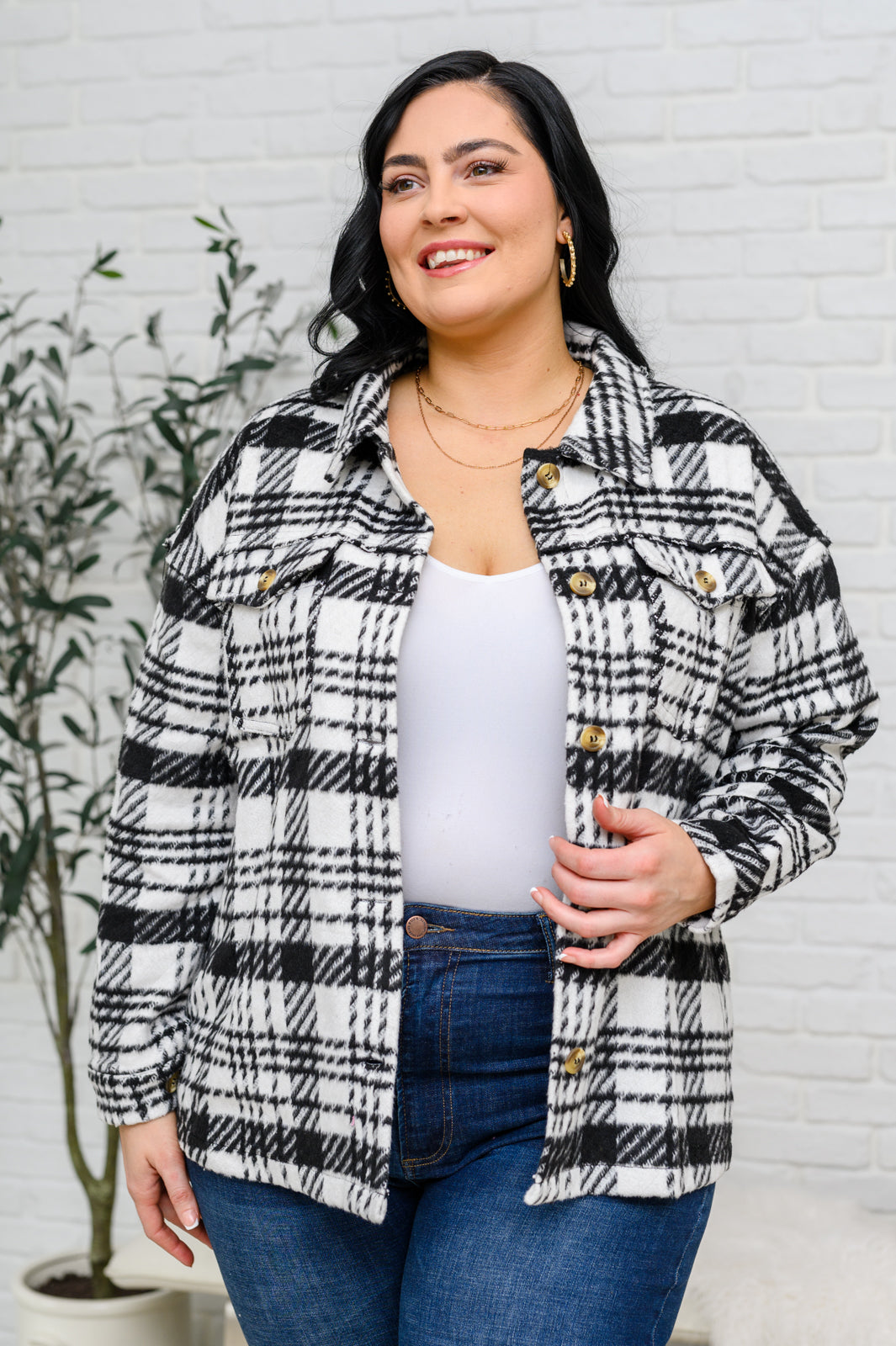 Kate Plaid Jacket in Black & White - Shop All Around Divas