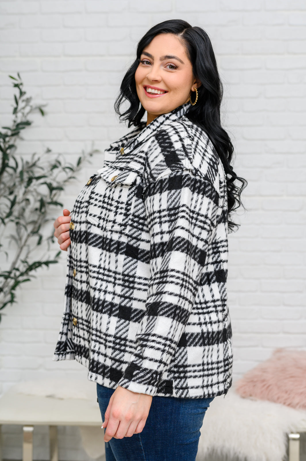 Kate Plaid Jacket in Black & White - Shop All Around Divas