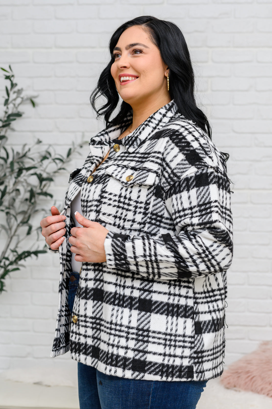 Kate Plaid Jacket in Black & White - Shop All Around Divas