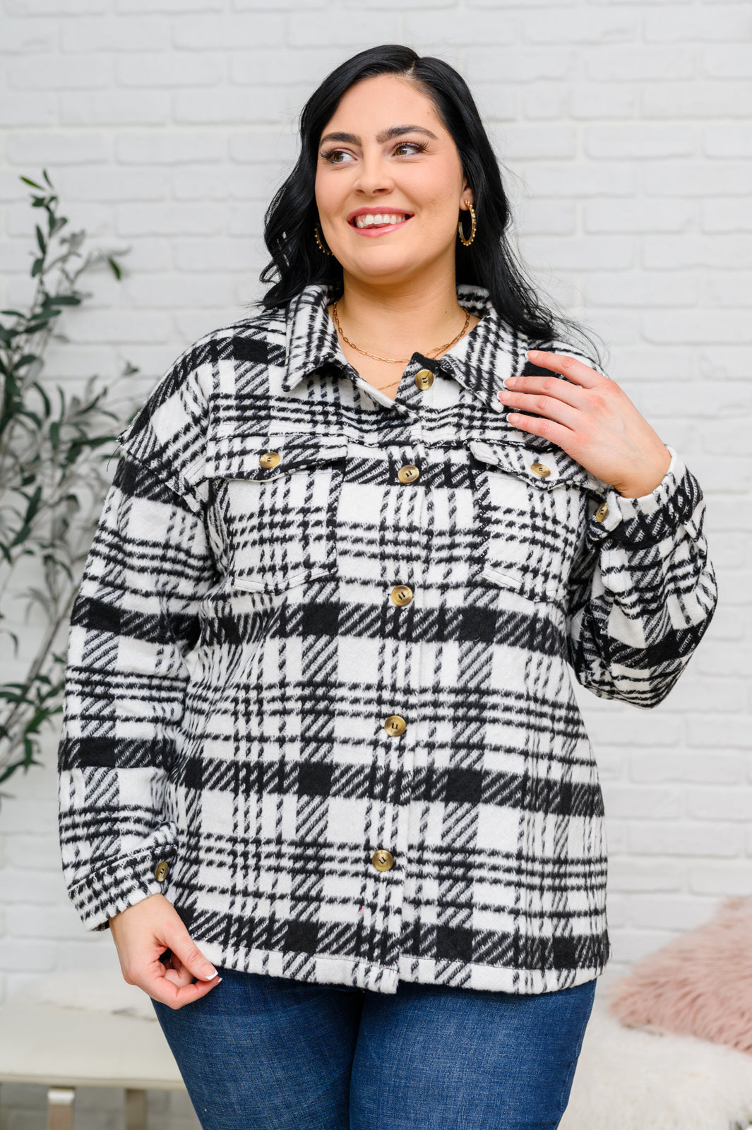 Kate Plaid Jacket in Black & White - Shop All Around Divas