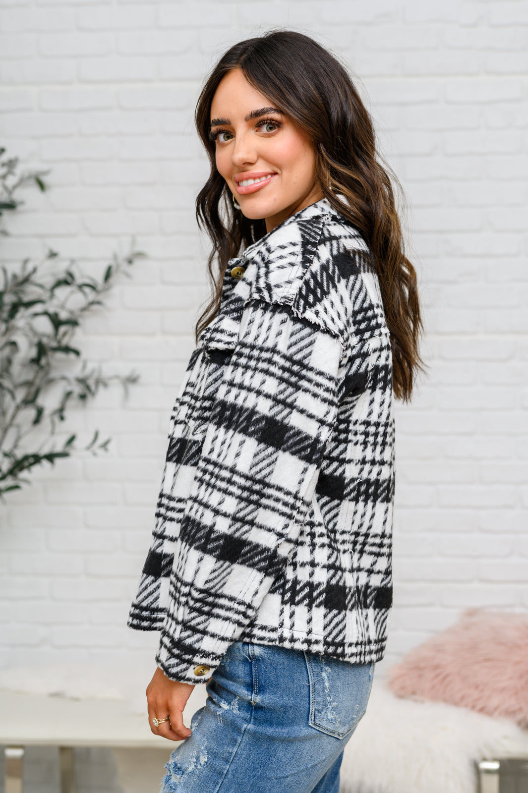 Kate Plaid Jacket in Black & White - Shop All Around Divas