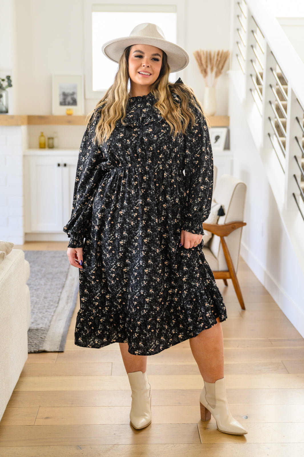 Larissa Long Sleeve Ruffle Hem Dress - Shop All Around Divas