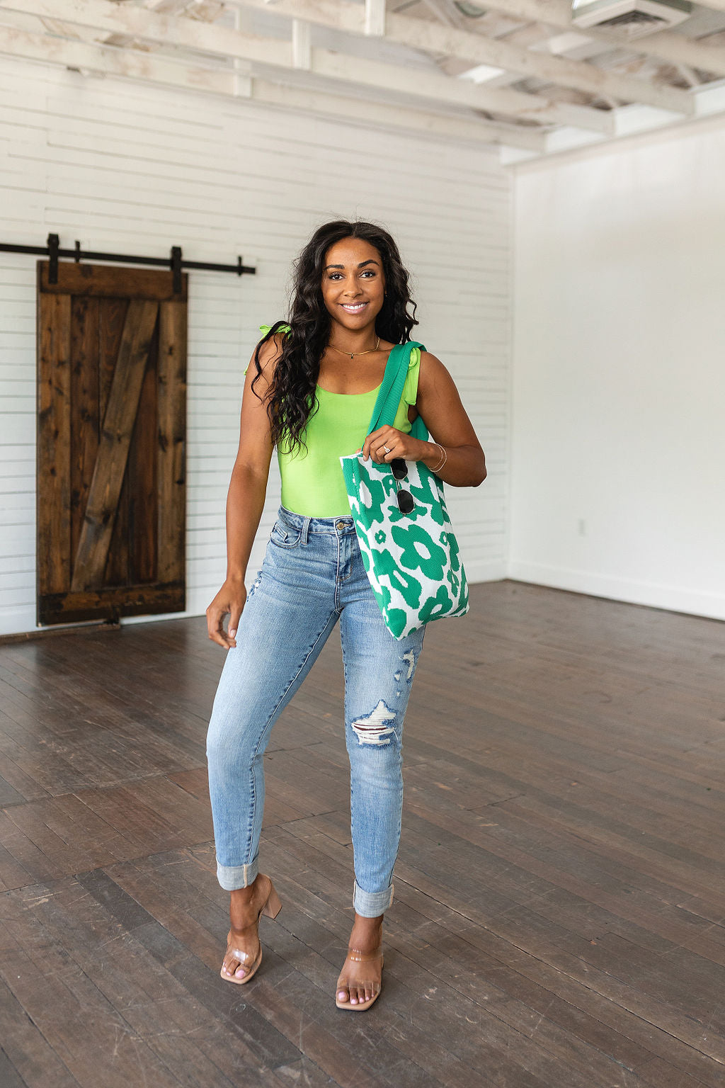 Lazy Daisy Knit Bag in Green - Shop All Around Divas