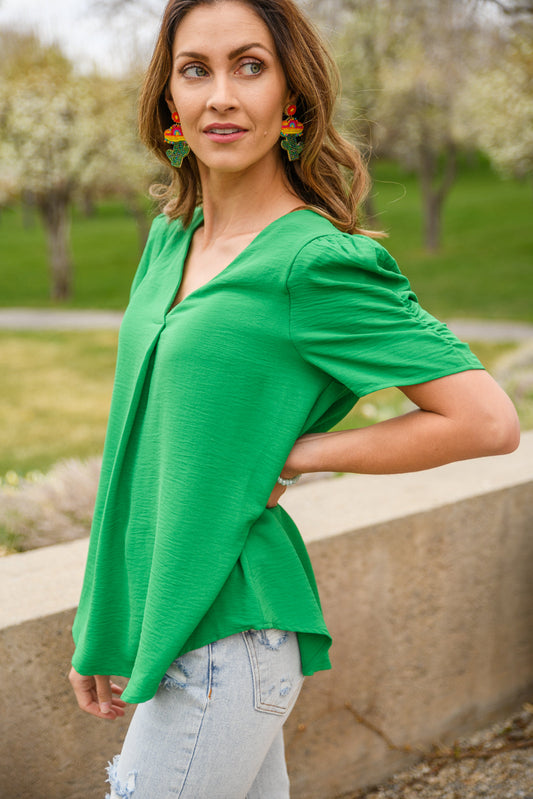 Let's Meet Up Green Blouse - Shop All Around Divas