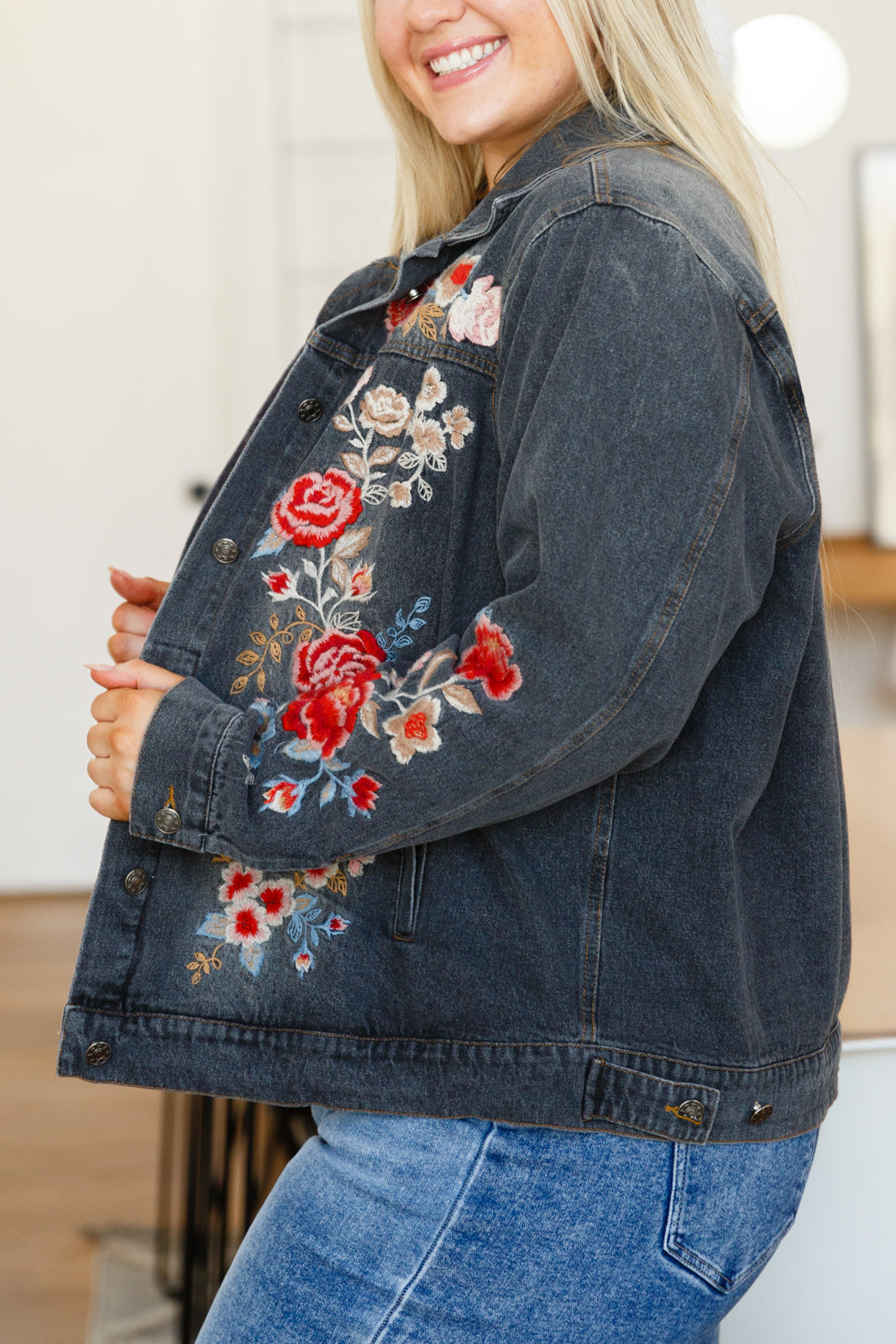 Lovely Visions Flower Embroidered Jacket - Shop All Around Divas