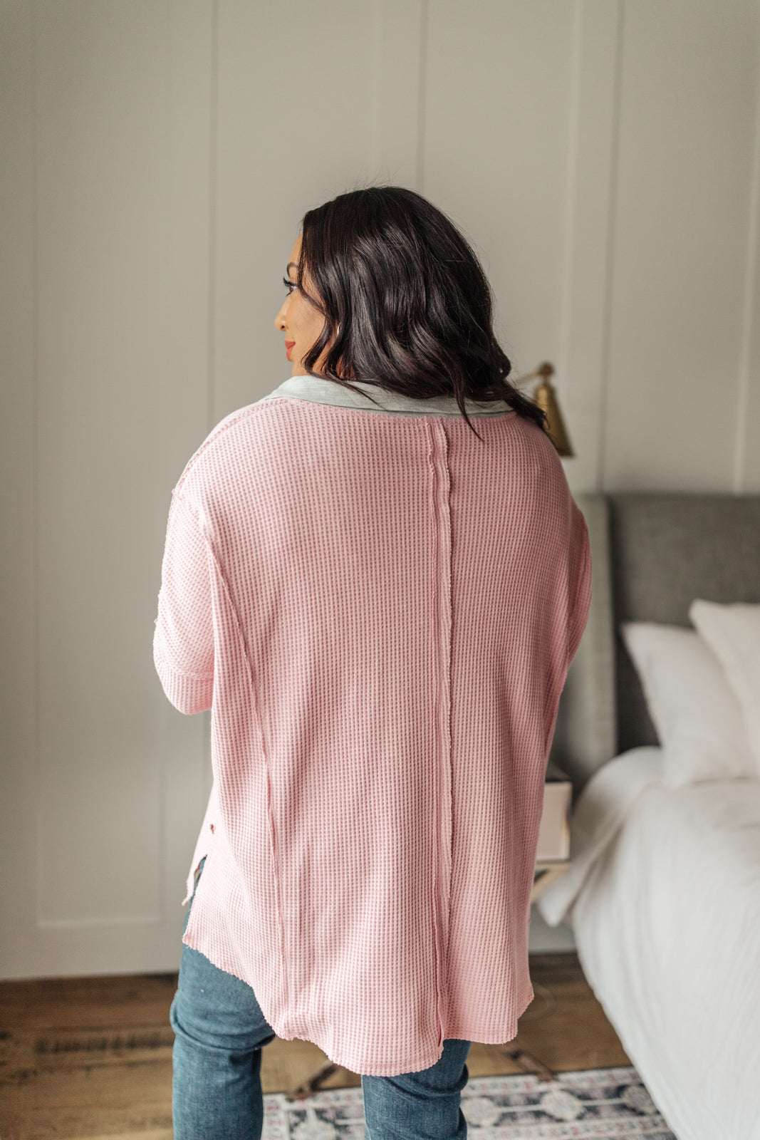 Mia Waffle Knit Long Sleeve In Pink - Shop All Around Divas