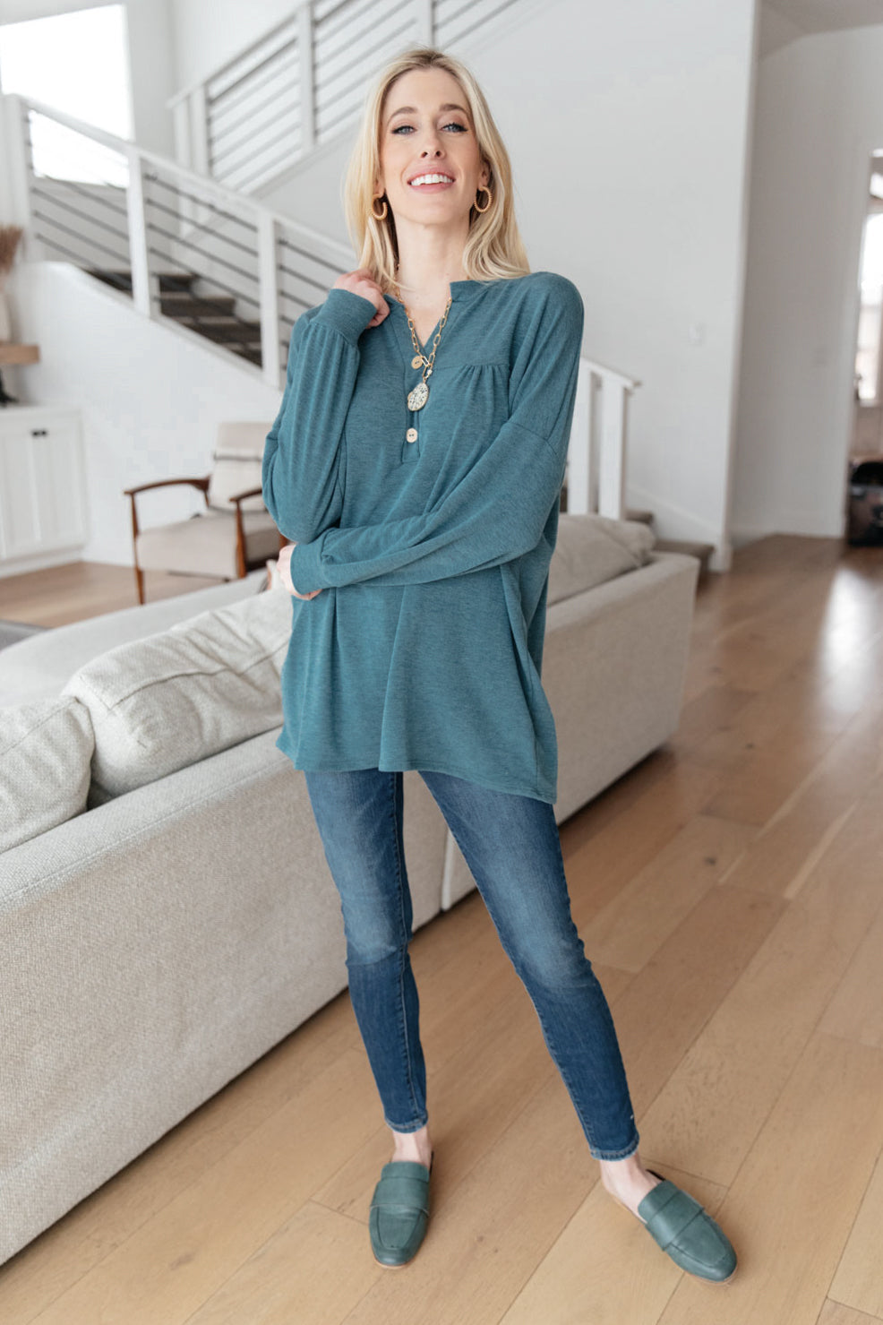 Moon Bay Top In Blue - Shop All Around Divas