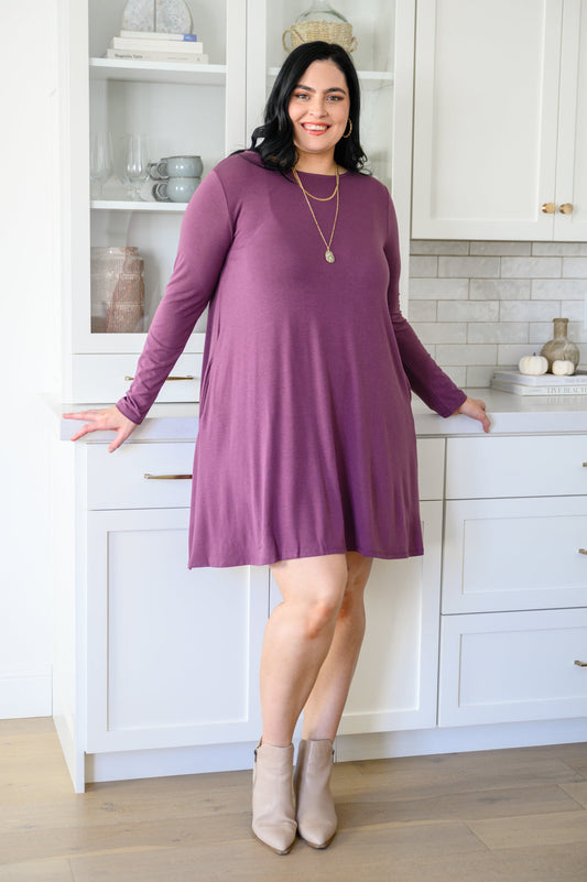 Most Reliable Long Sleeve Knit Dress In Plum - Shop All Around Divas