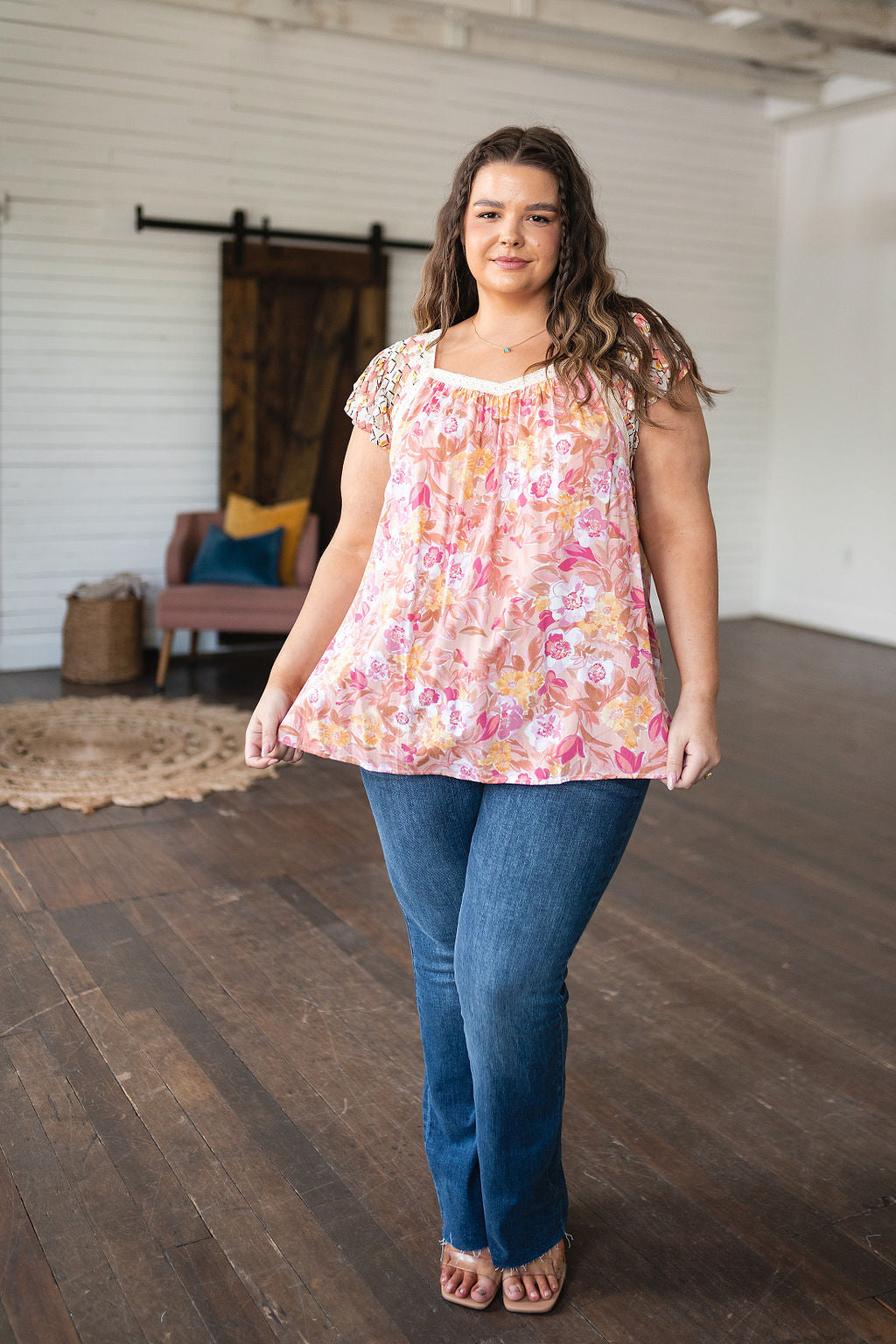 Not So Serious Floral Blouse in Pink - Shop All Around Divas