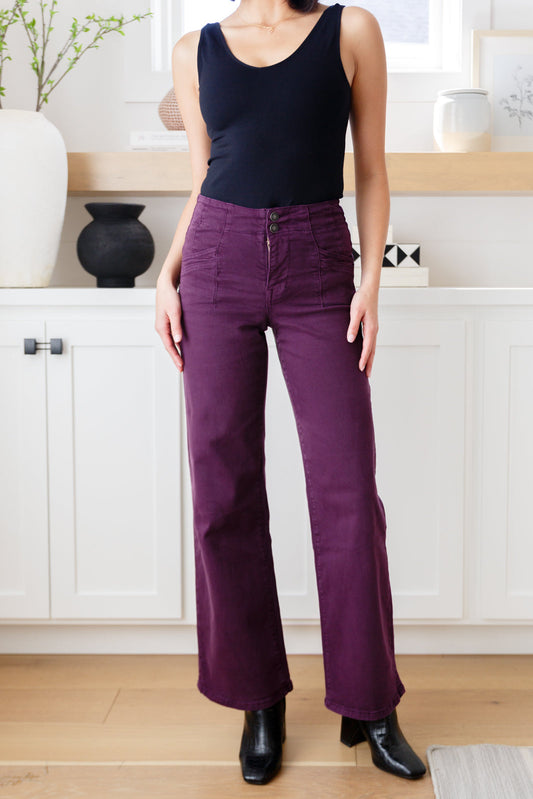 Petunia High Rise Wide Leg Jeans in Plum - Shop All Around Divas