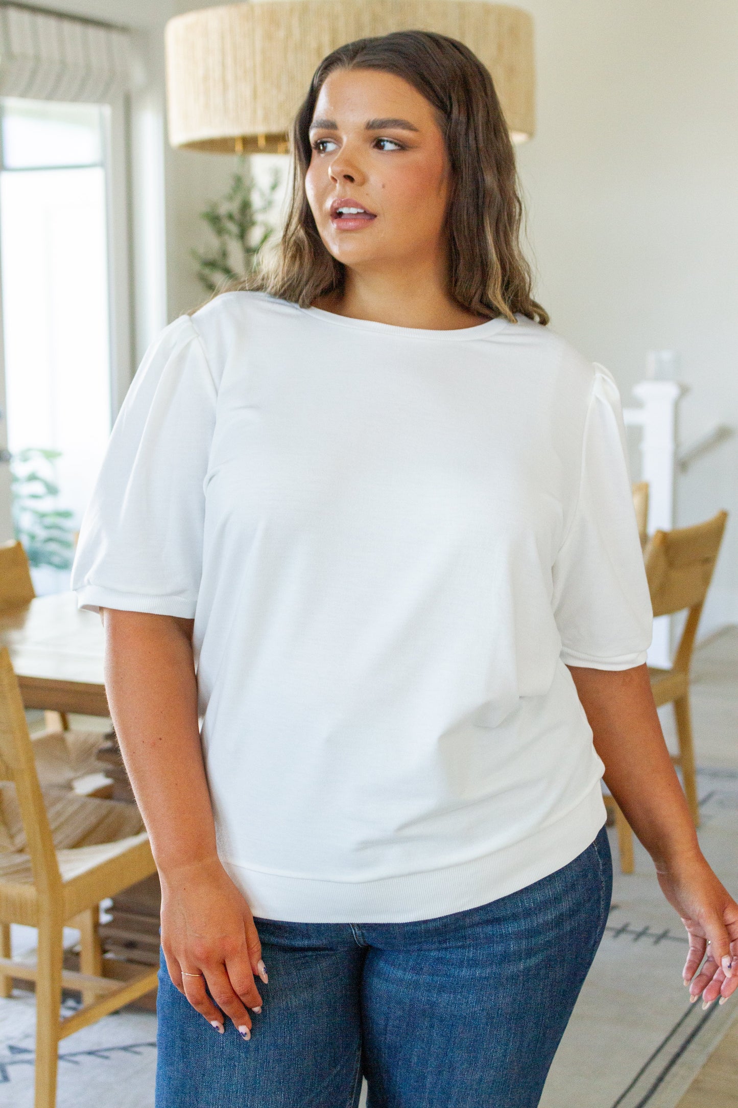 Pristine Puff Sleeve Top in White - Shop All Around Divas