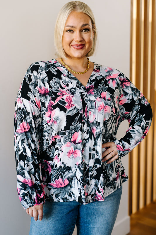 Rendered Rendition V-Neck Top - Shop All Around Divas