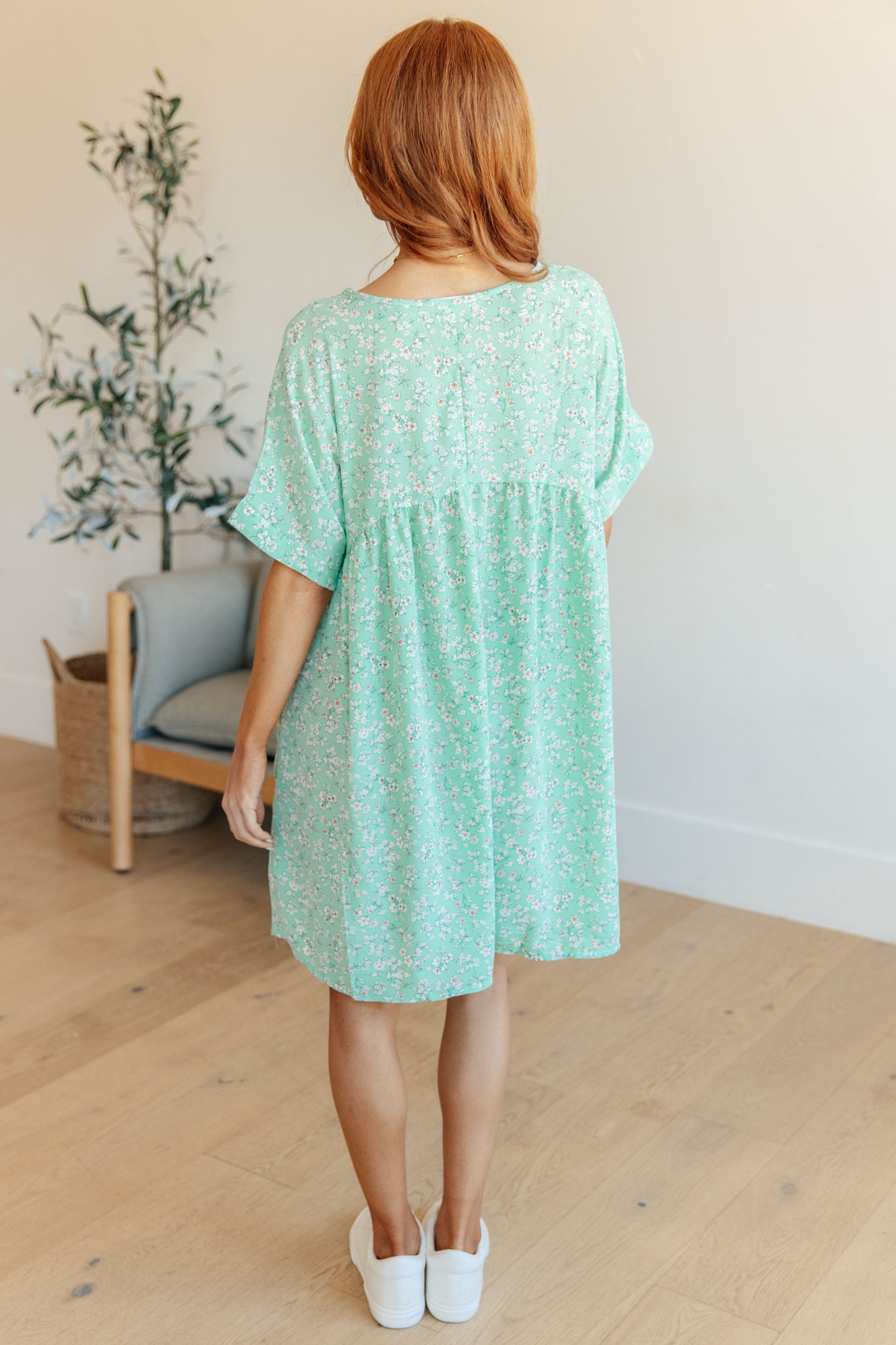 Rodeo Lights Dolman Sleeve Dress in Mint Floral - Shop All Around Divas