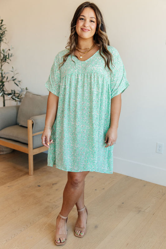 Rodeo Lights Dolman Sleeve Dress in Mint Floral - Shop All Around Divas