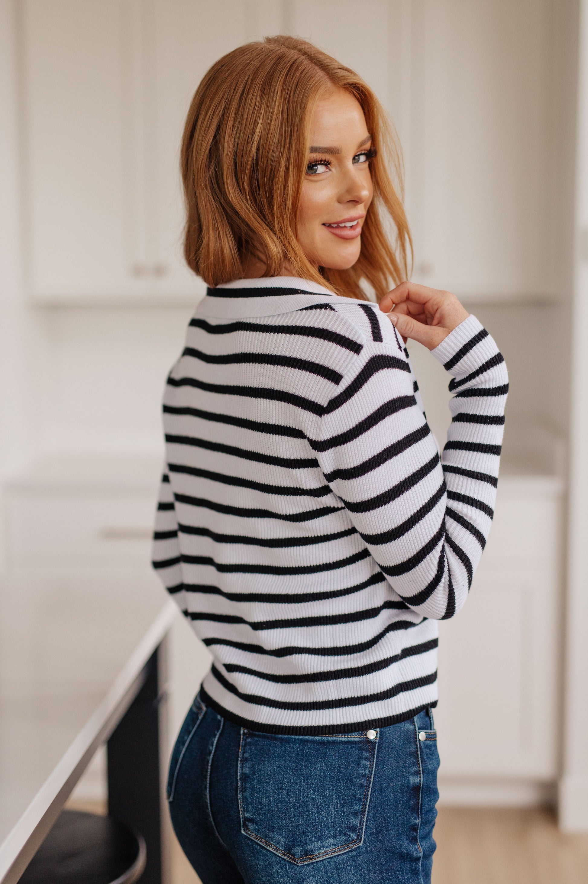 Self Improvement V-Neck Striped Sweater - Shop All Around Divas
