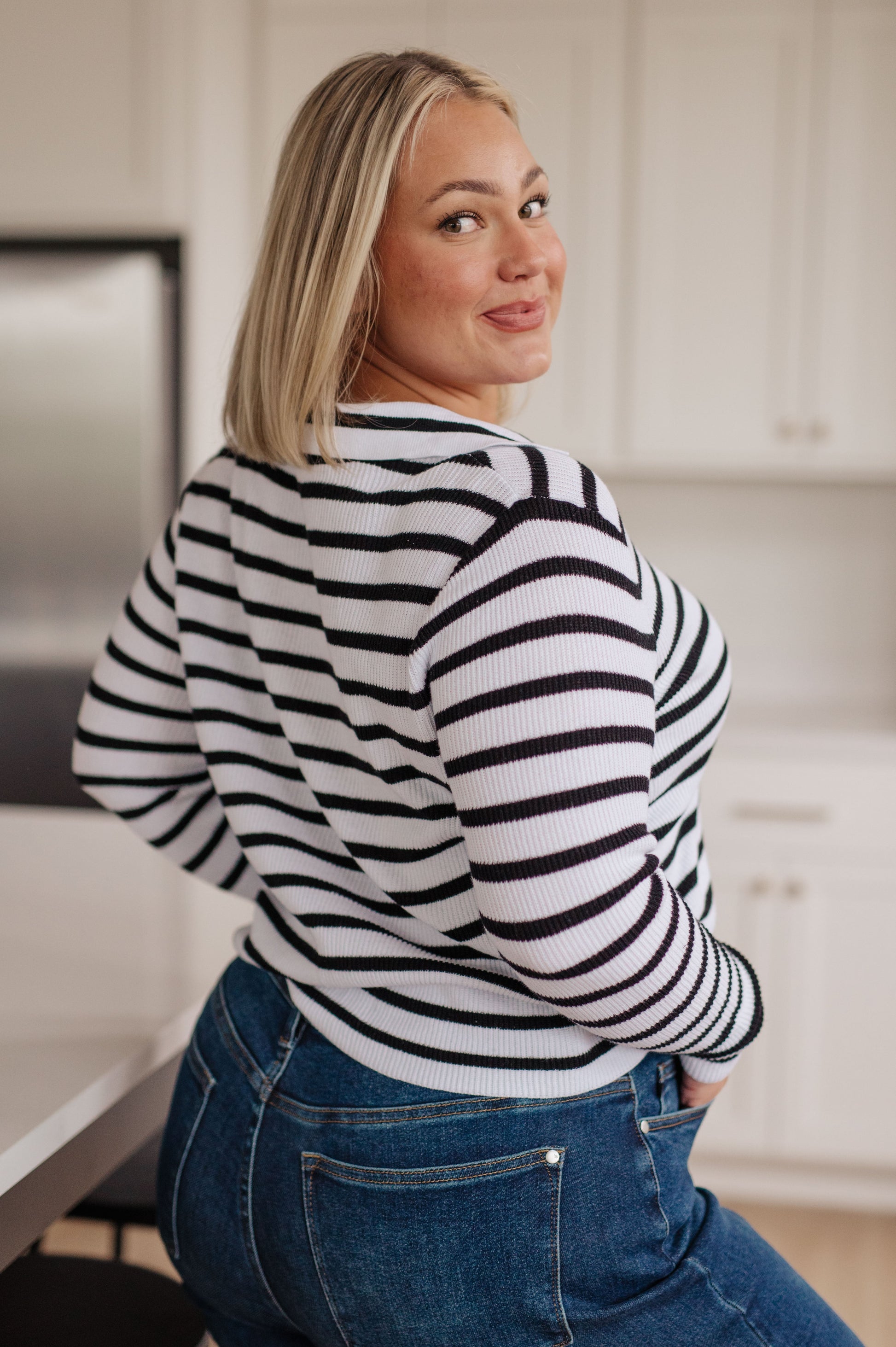 Self Improvement V-Neck Striped Sweater - Shop All Around Divas