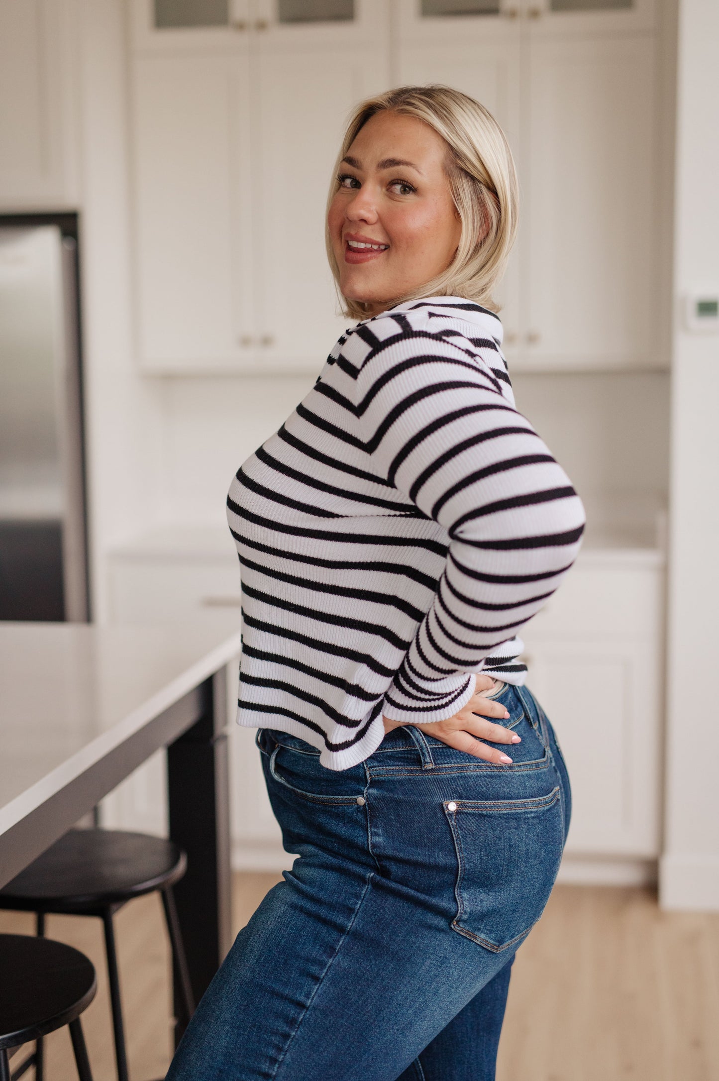 Self Improvement V-Neck Striped Sweater - Shop All Around Divas