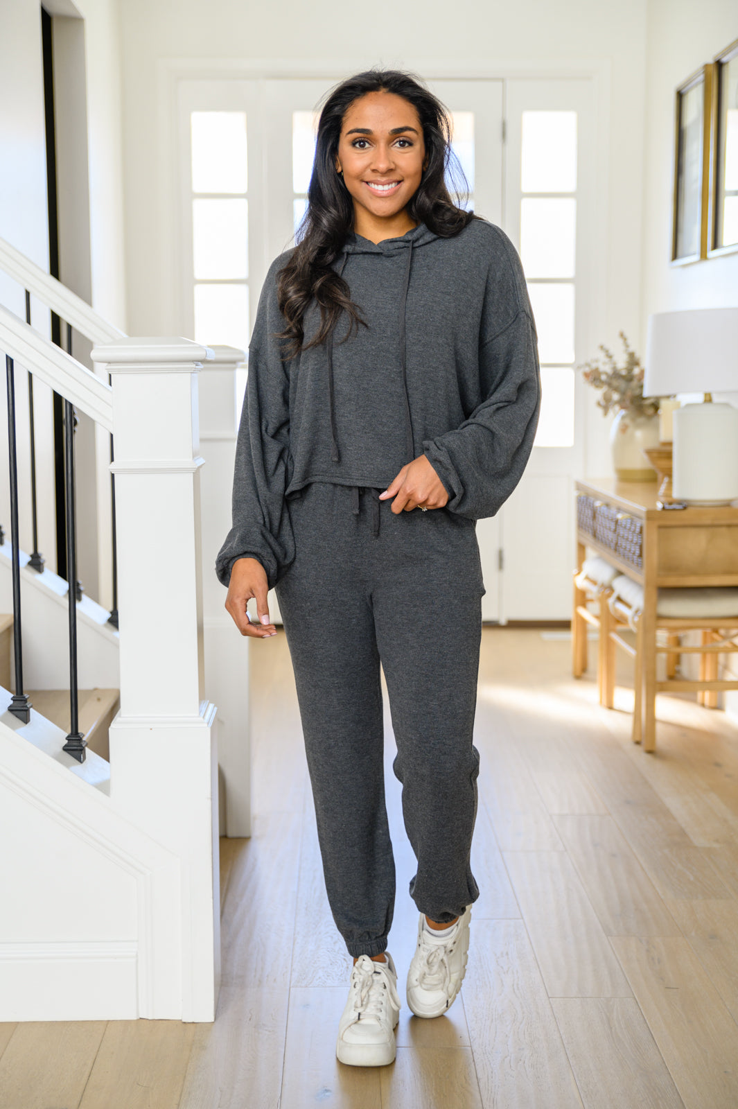 Stay Right Here Soft Knit Hoodie In Charcoal - Shop All Around Divas