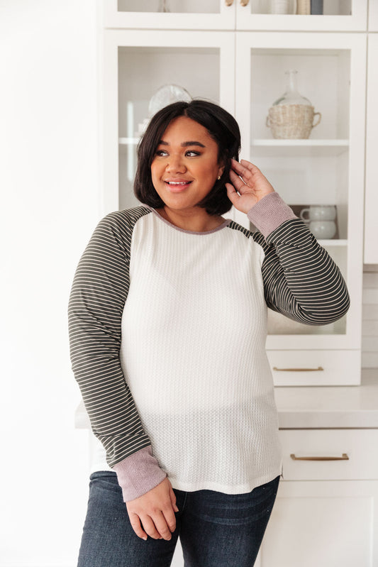 Suave Stripes Raglan Top - Shop All Around Divas