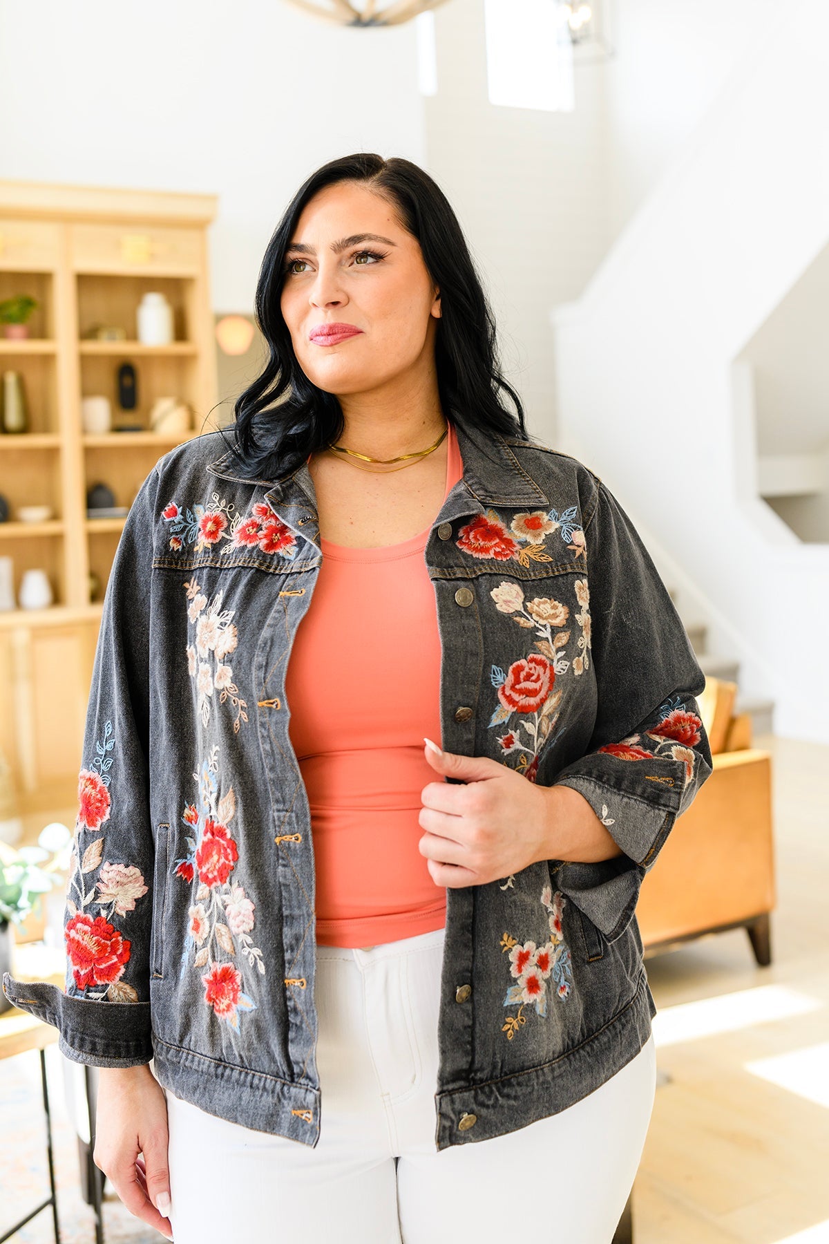 Lovely Visions Flower Embroidered Jacket - Shop All Around Divas