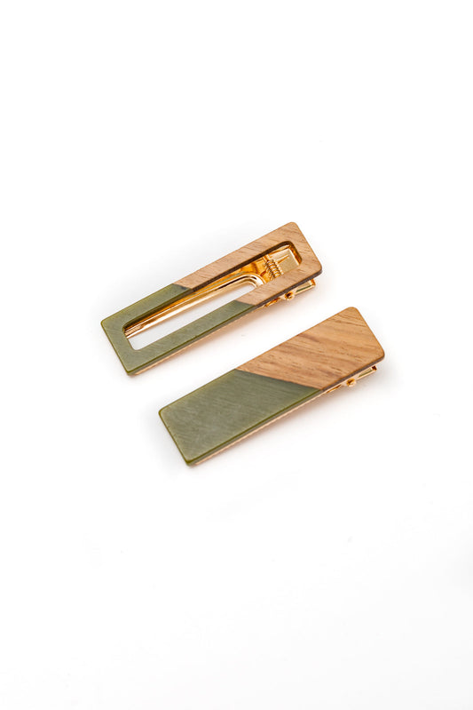 Two Tone Hair Clip Set in Green - Shop All Around Divas