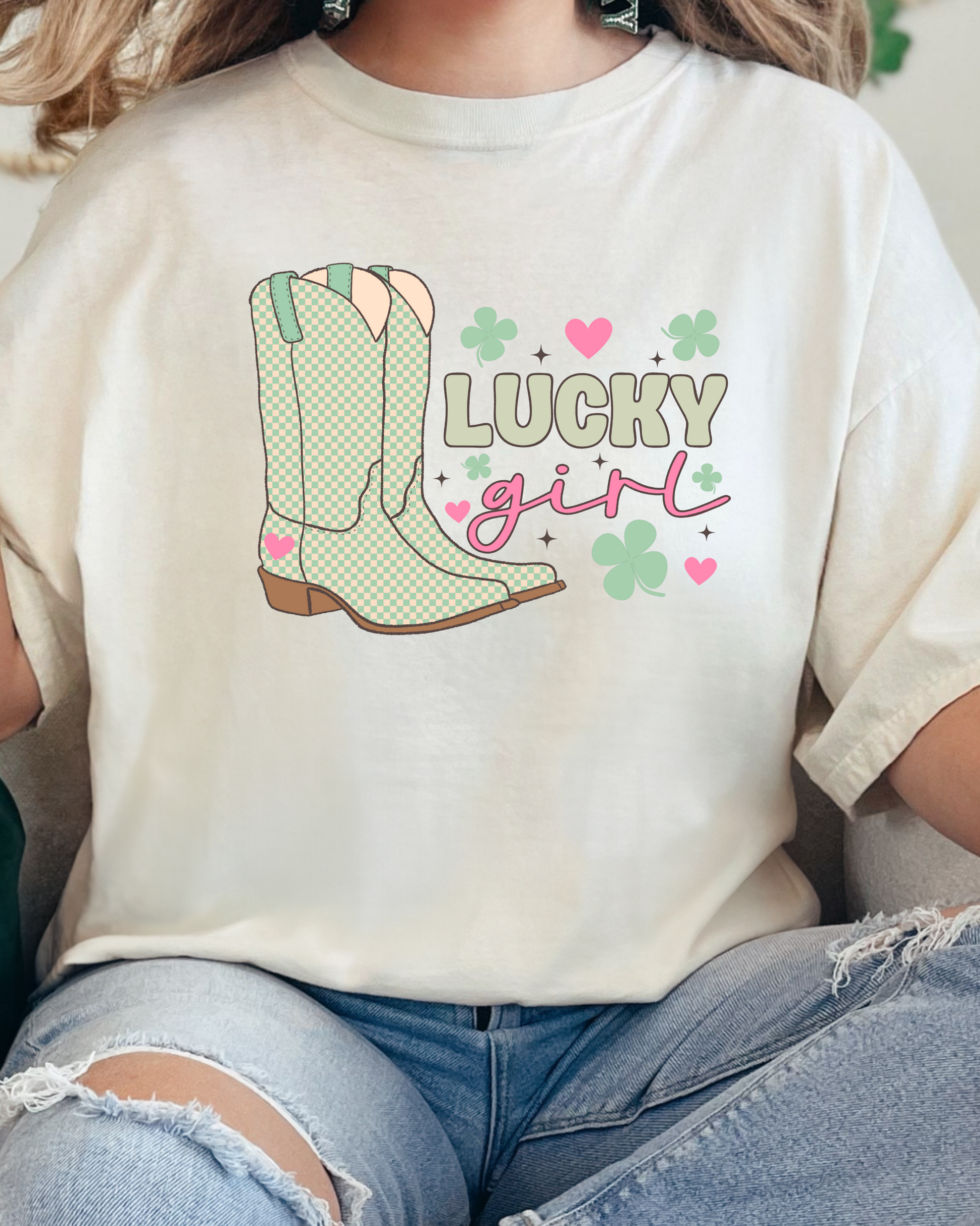 LUCKY GIRL TEE (COMFORT COLORS) - Shop All Around Divas