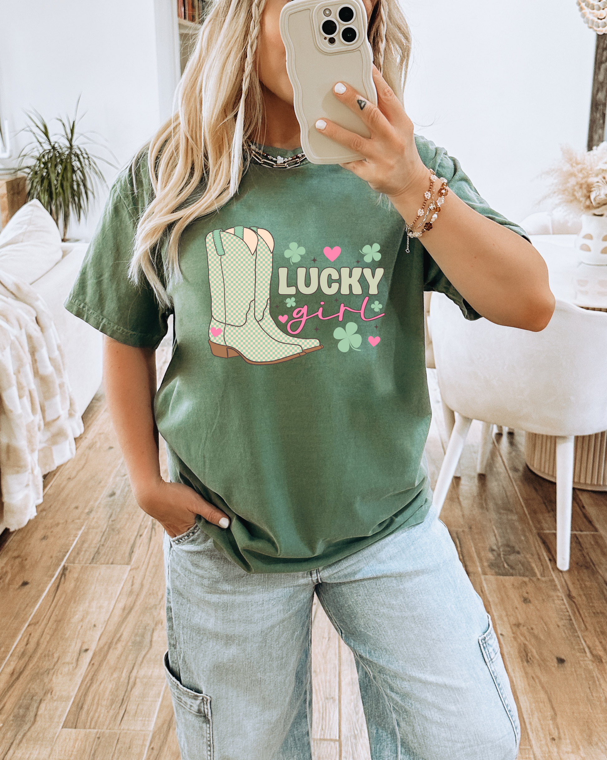 LUCKY GIRL TEE (COMFORT COLORS) - Shop All Around Divas