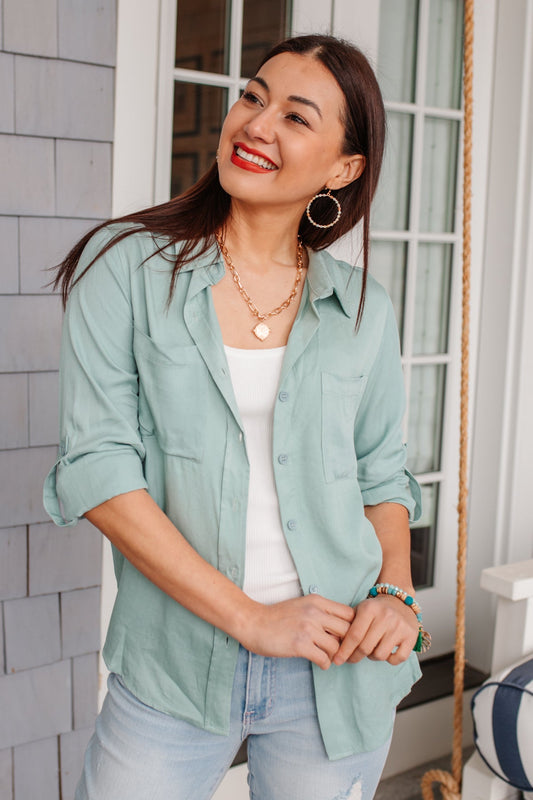 Unwavering Confidence Blouse in Light Blue - Shop All Around Divas