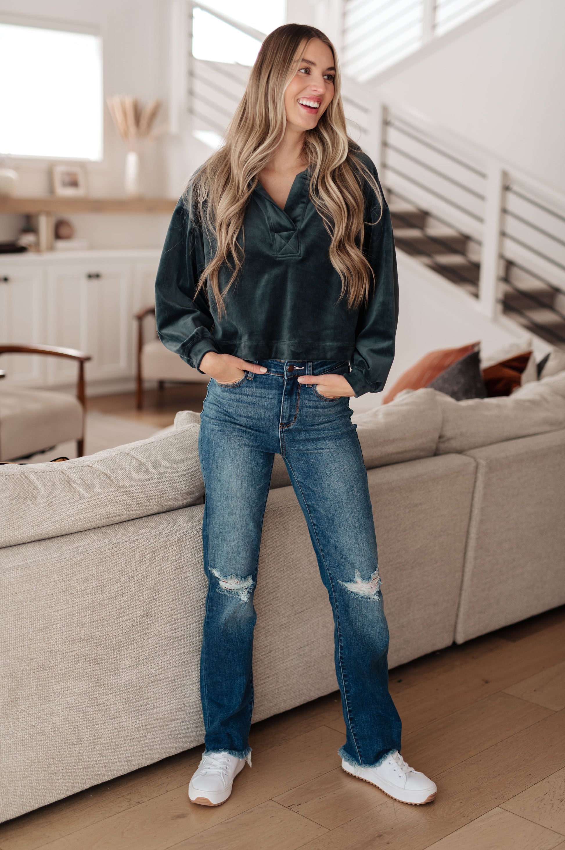 Velvet Icon Hoodie In Grey Blue - Shop All Around Divas