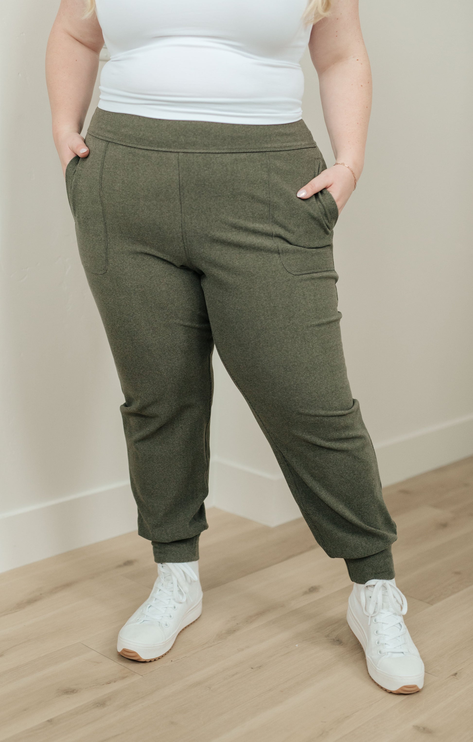 Where Are You High Rise Joggers in Olive - Shop All Around Divas