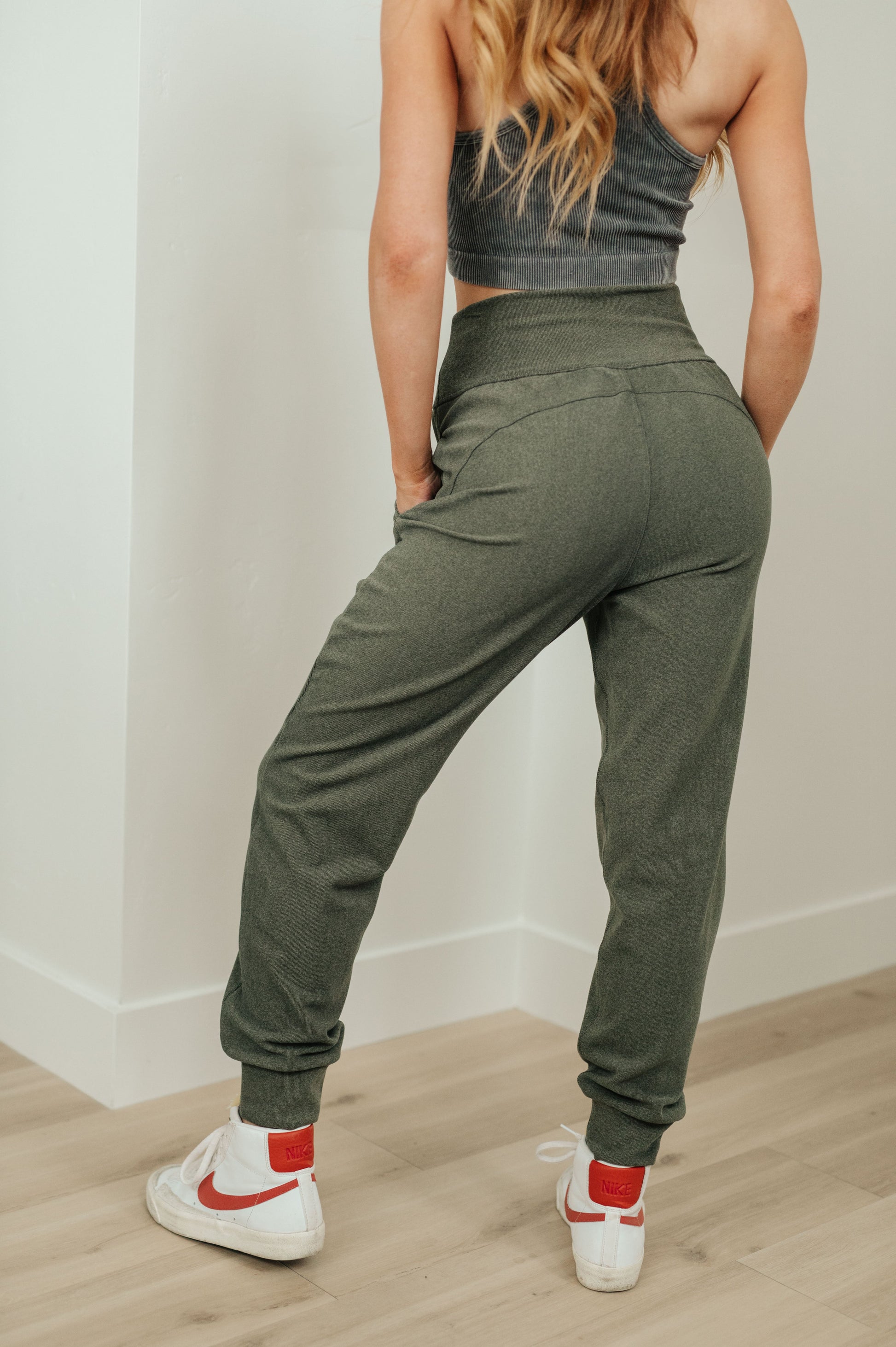 Where Are You High Rise Joggers in Olive - Shop All Around Divas